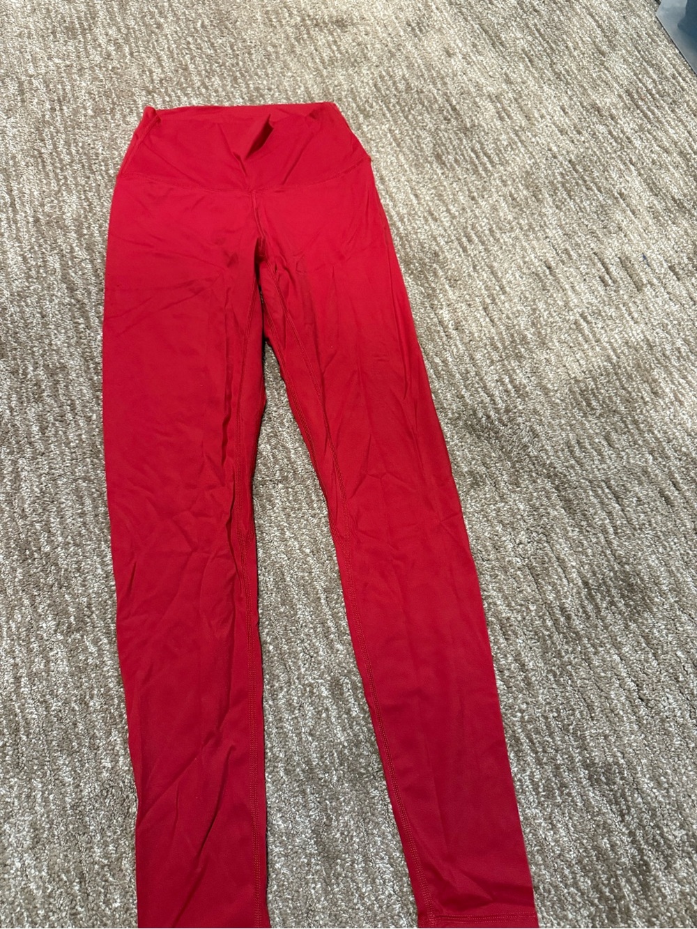 Red High-Waist Women's Leggings